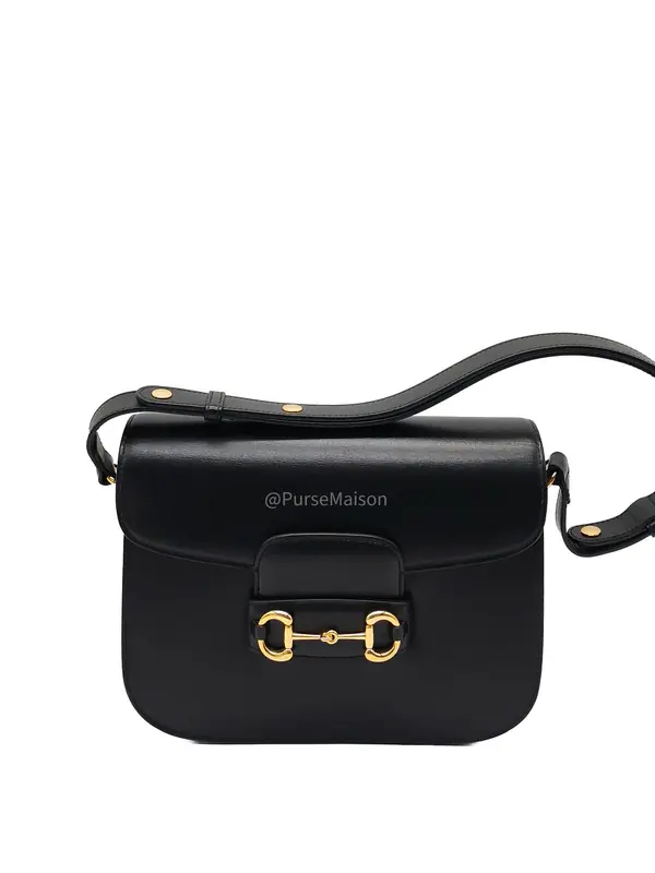 Gucci Horsebit 1955 Shoulder Bag Medium in Black Calfskin Leather