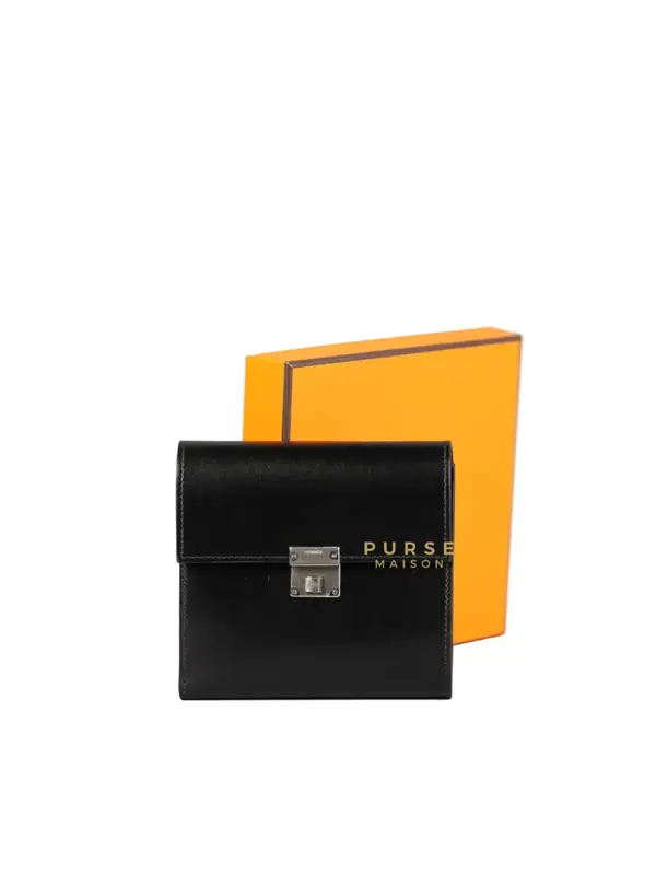 Hermes Clic 12 Portefeuille in Noir Veau Box Calf and Palladium Hardware Stamp C