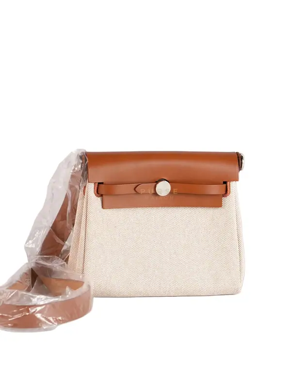 Hermes Mini Herbag Beige Leather Canvas and Palladium Hardware Stamp W (2024)