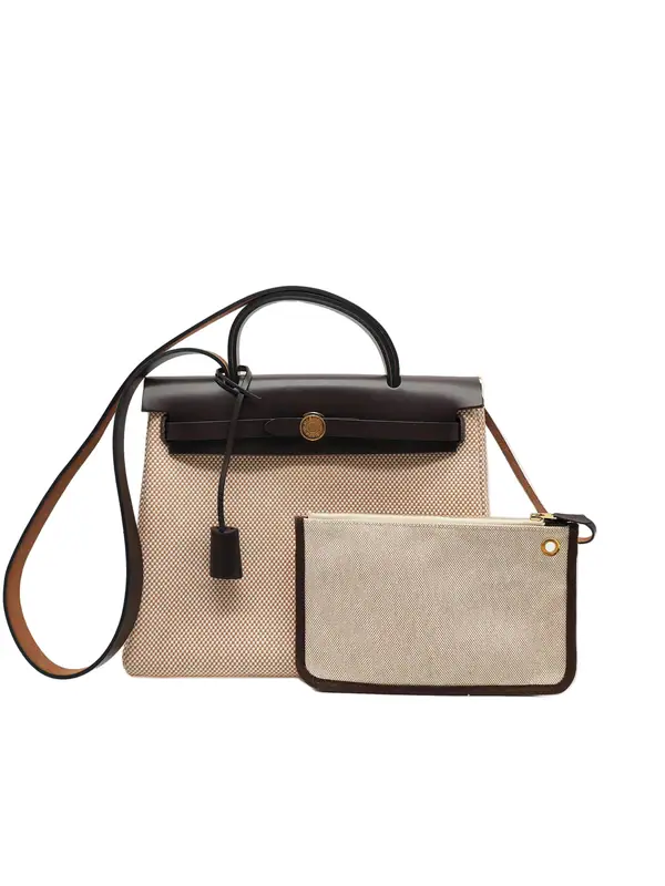 Hermès Herbag Zip PM 31 Ecru, Beige Toile H Ebene Hunter Gold Hardware Stamp W (2024)