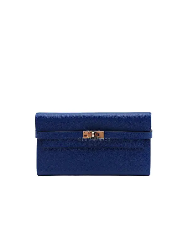 Hermes Kelly Wallet in Epsom Leather and  Palladium Hardware Stamp Square R (2014)